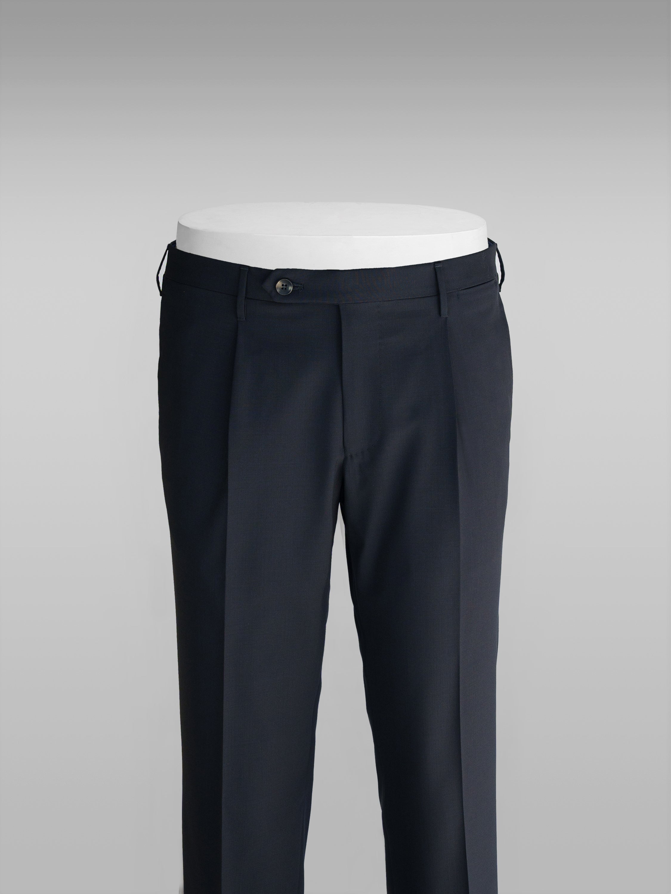 Pantaloni slim fit in lana elasticizzata blu navy